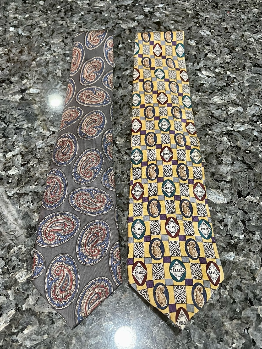 2 New Orleans Theme Silk Ties Tabasco & Maison Blanche